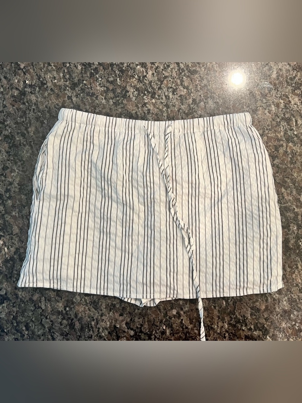 Striped Drawstring Skort with Pockets